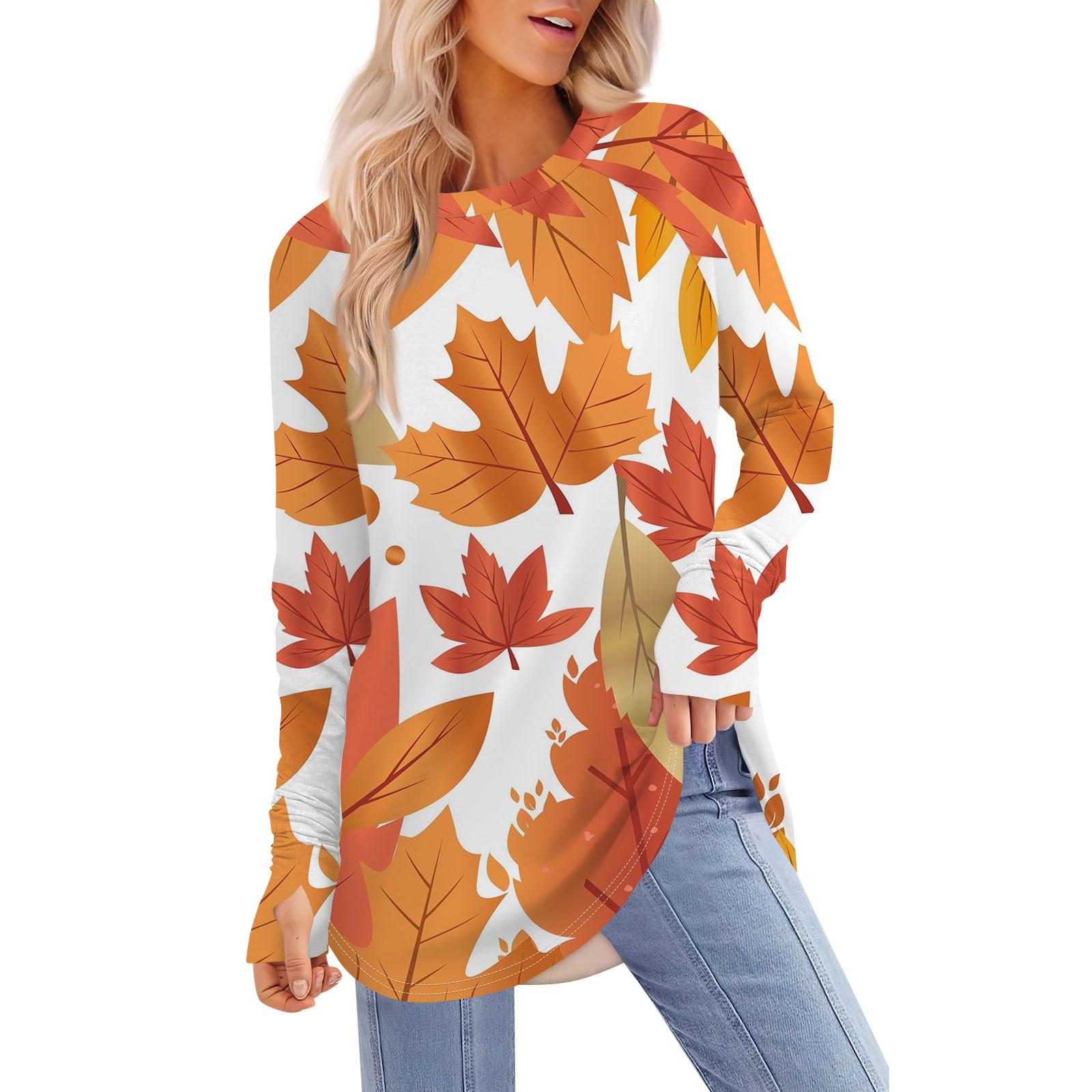 

Женская футболка с принтом, круглым вырезом, свободная, с длинным рукавом, средней длины, с отсутствующим большим пальцем L оранжевый