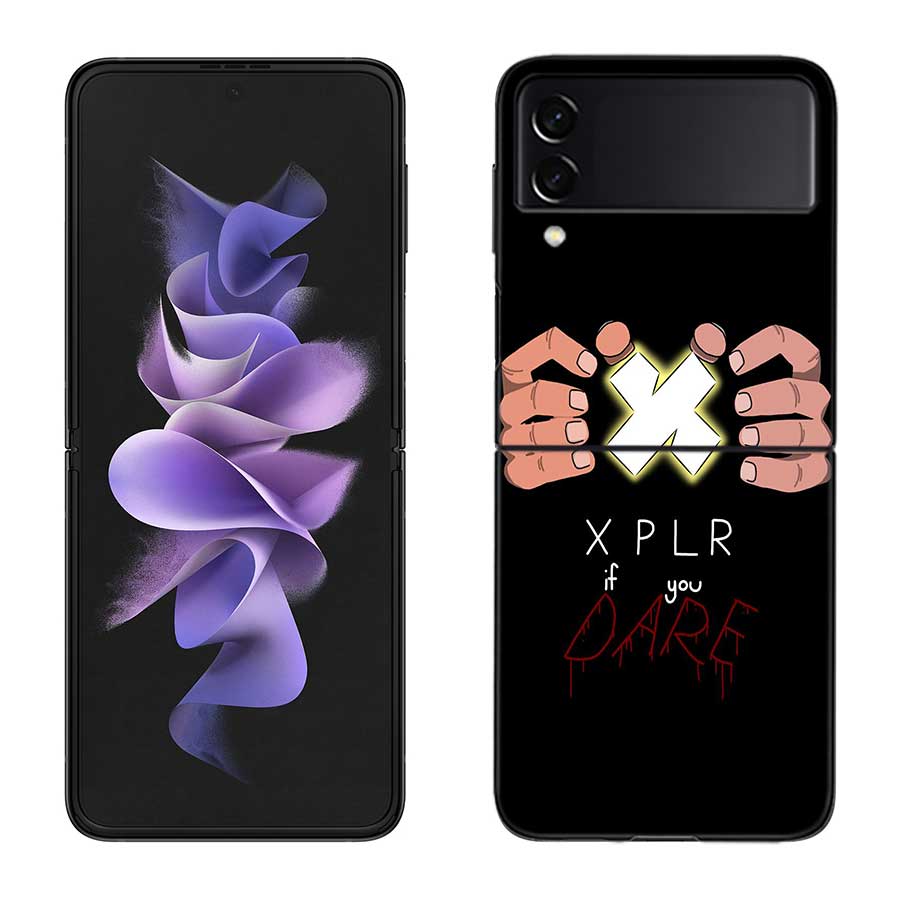 Sam and Colby XPLR Case For Samsung Z Flip 6 5G Galaxy Z Flip 5 4 3 5G Black Hard Cell Phone Cover Luxury PC Shell Coque