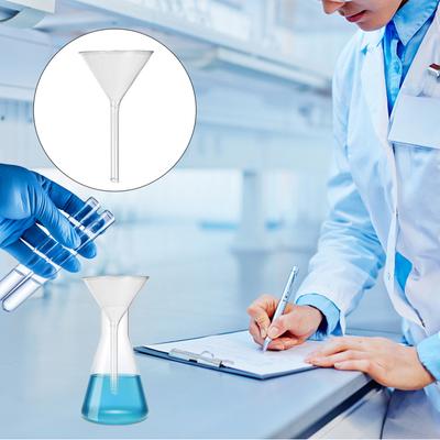 4 Pcs Funnel Glass Labware Temperature Resistant Tool Triangle Filling Short Neck Labs Equipment Round Water Bottles Clear