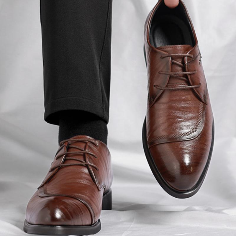 Autumn Business Formal Leather Shoes For All Seasons Men British Style Korean Style Pointed Toe Lace-up Leather Shoes Size 37-44