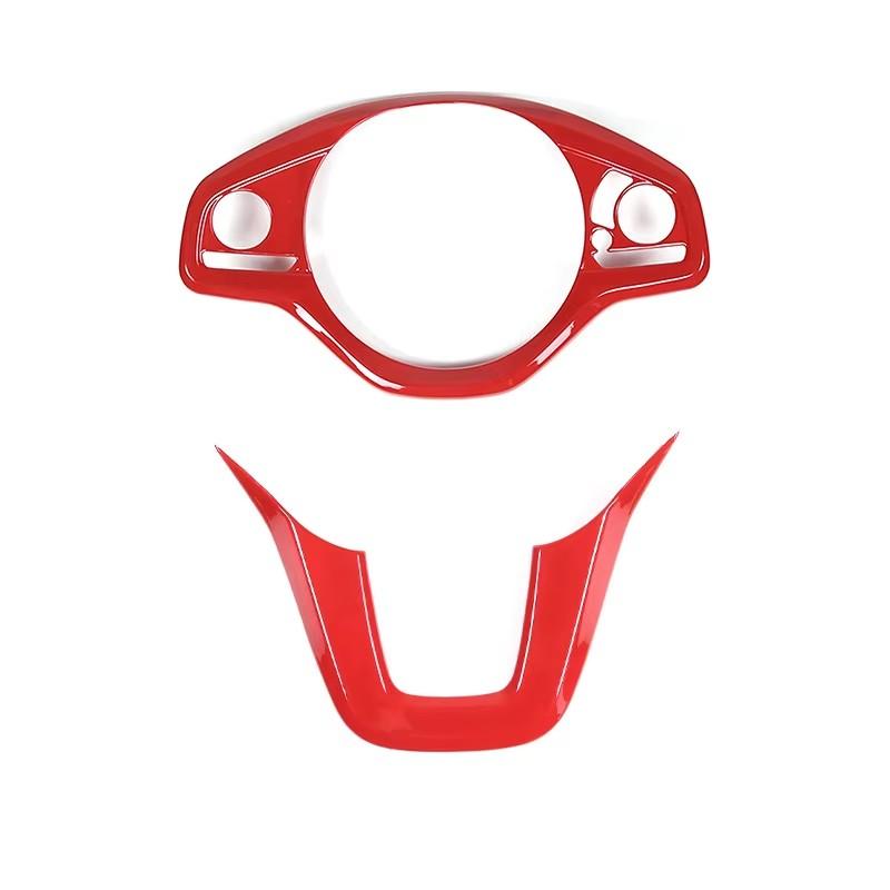 ABS Carbon Fiber/Red For Honda N-BOX JF3 JF4 2017- Car Steering Wheel Button Decorative Frame Car Interior Accessories