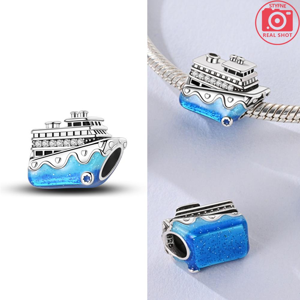 Transportation Copper Pink Rocket Bicycle Blue Ship Car Airplane Beads Charm For Original Bracelet Woman Girl Jewelry