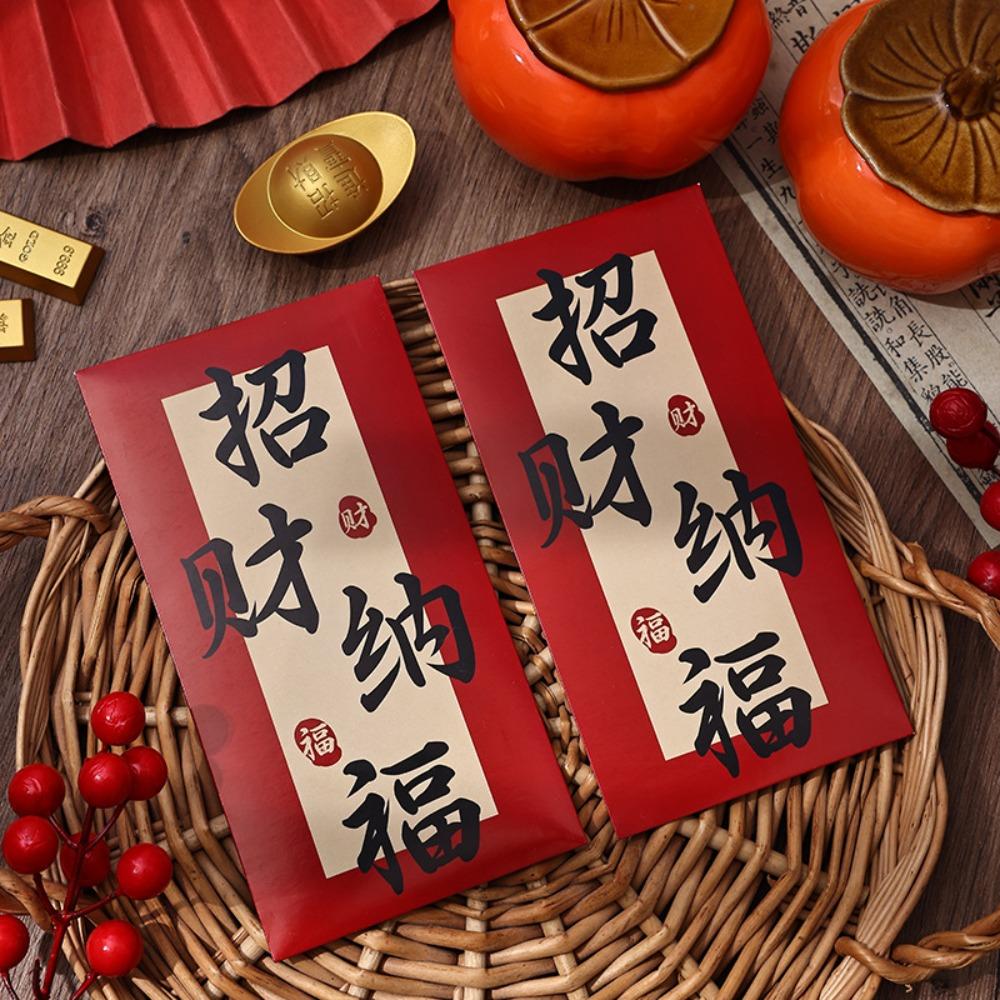 6pcs Blessing Chinese Calligraphy Red Envelopes Hongbao Red Packet New Year Money Pocket Bonus