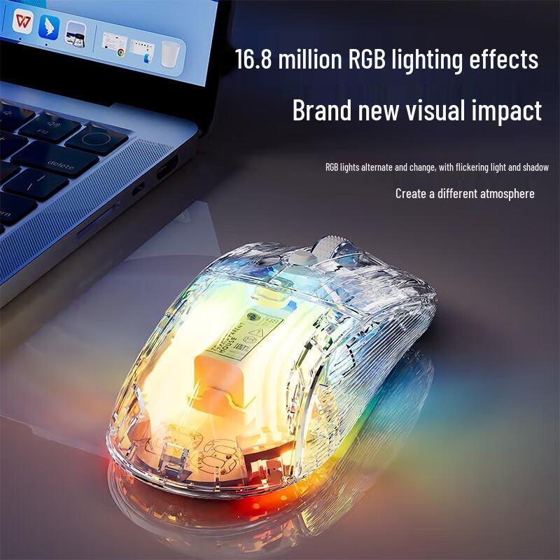 EWEADN Q8 Transparent Crystal Tri-Mode Mouse