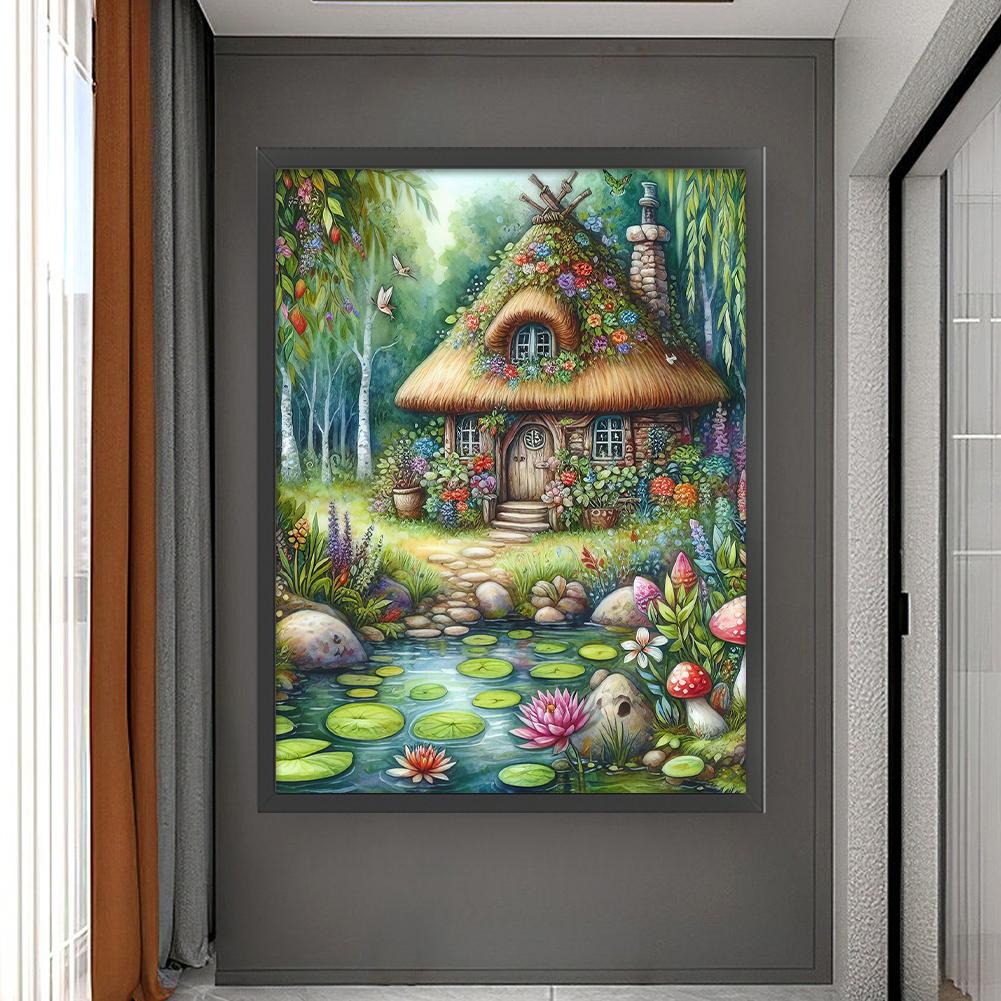 Dům s houbami Tištěná sada pro křížkovou výšivku DIY 11CT Thread Art Ruční práce Dekor
