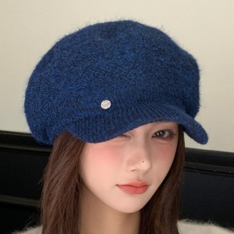 

Шляпа Женская Осенне-зимняя Утепленная Теплая Кепка Восьмиугольная Шляпа Ветрозащита Защита Ушей Вязаная Шерстяная Шляпа ONE SIZE темно-синий