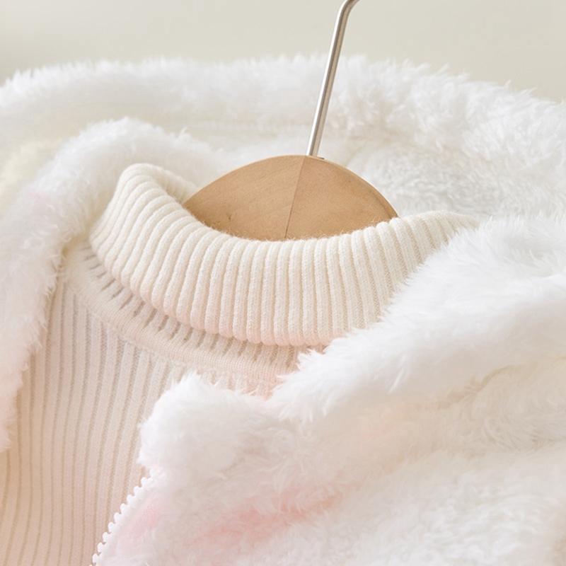 2-10 Years Kids Girls Warm Hooded Coat Winter Zipper Fleece Jacket