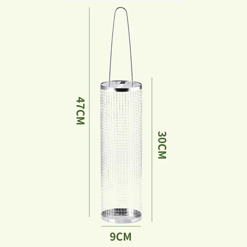 Coș de grătar portabil din oțel inoxidabil, coș de gătit pentru camping, picnic, BBQ, foc de tabără, grilă, coș de rulare