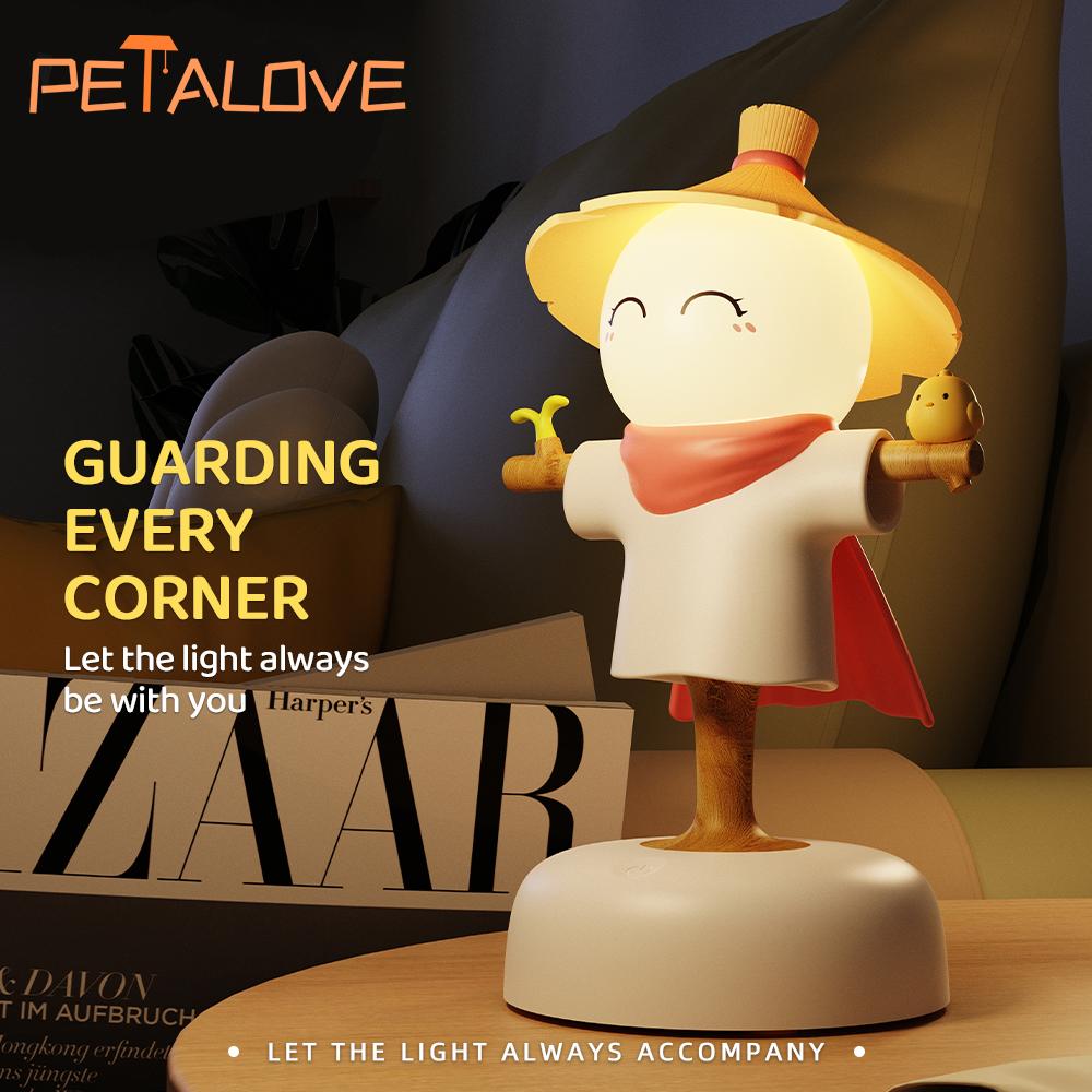 Veilleuse Chat Mignon Dessin Animé Créatif Décoration d'Ambiance Ornements pour Chambre d'Enfant Chevet Rechargeable Lumières LED Douces Cadeau