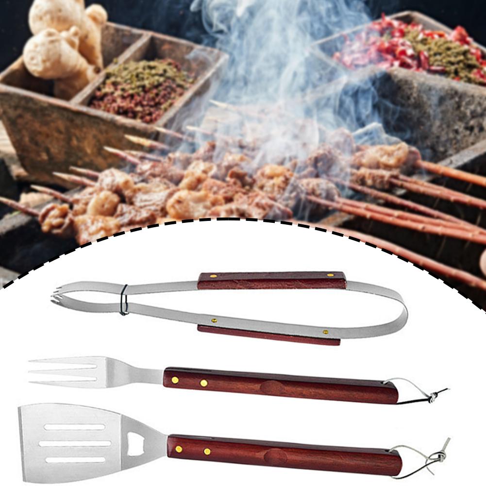 Outdoor BBQ Cooking Tools Practical Grilling Fork Tongs Spatula For Camping