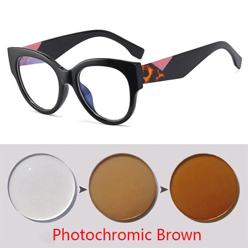92161 Trendy Cat Eye Prescription Glasses With Large Frames And Colorful Legs For Women Diopters Minus -1.0 -1.5 -2.0 To -6.0