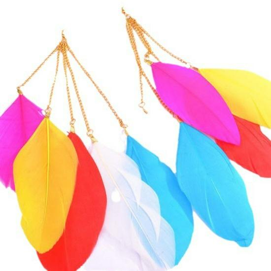 Bohemian Contrast Feather Earrings