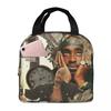 Rapper Tupac 2PAC Hip Hop Insulated Lunch Bag for Women Kids Portable Food Boxes Thermal Lunch Box Tote