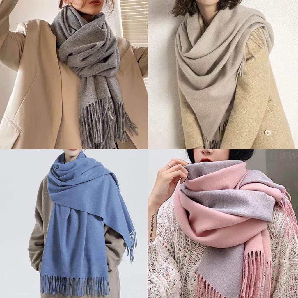 Wool Solid Cold Weather Gift Box Included [YKIbeauty] Cashmere-Touch Double-Faced Scarf, Large, Thick, Color, Fall/Winter Throw, Unisex, (Yellow)