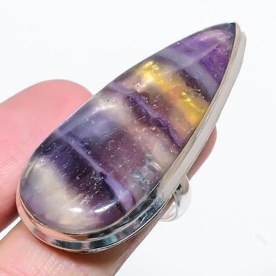 Natural Fluorite Gemstone Handmade 925 Sterling Silver Gift Ring Size 10 G4v47