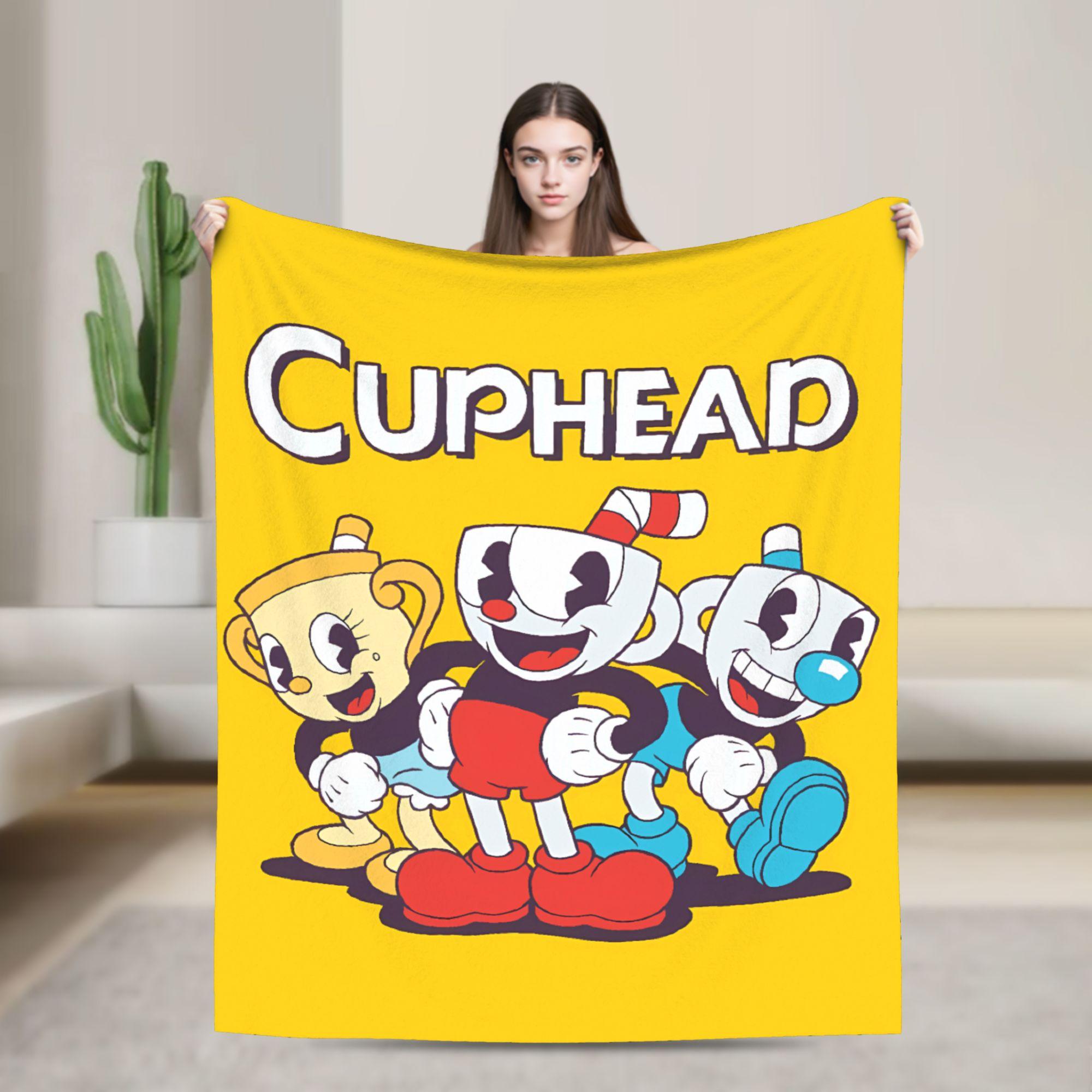 

Cupheads & Mugmans Plush Blankets Kids Cartoon Flannel Throw Blanket For Outdoor Warm Soft Design Quality Bedspread Gift 75cmx90cm чорний