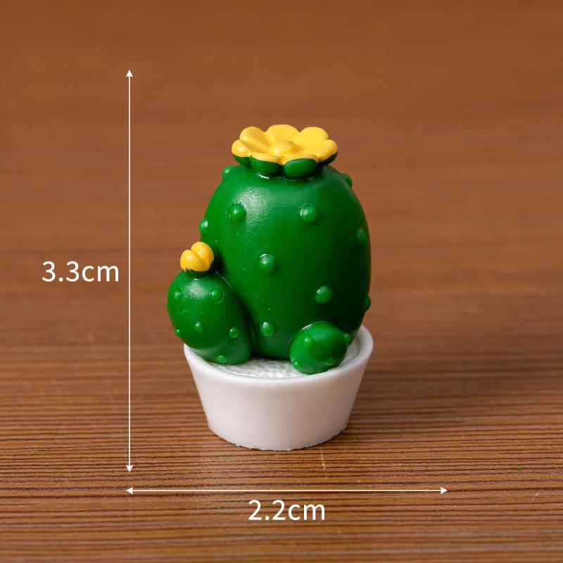2Pcs Artificial Realistic Succulent Cactus Resin Potted Plants Dollhouse Miniature Desktop Decor Micro Landscape Ornaments