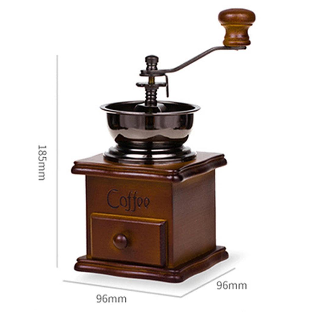 Classical Hand Cranks Coffee Grinder With Ergonomic Wood Handle 15 Grinding Size Option Built In Bristles Brush