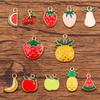 Breloace Bijuterii Aliaj DIY: 12 Stiluri de Pandantive cu Fructe (Banane, Măr, Ananas, Pepene verde) în Email Auriu KC.
