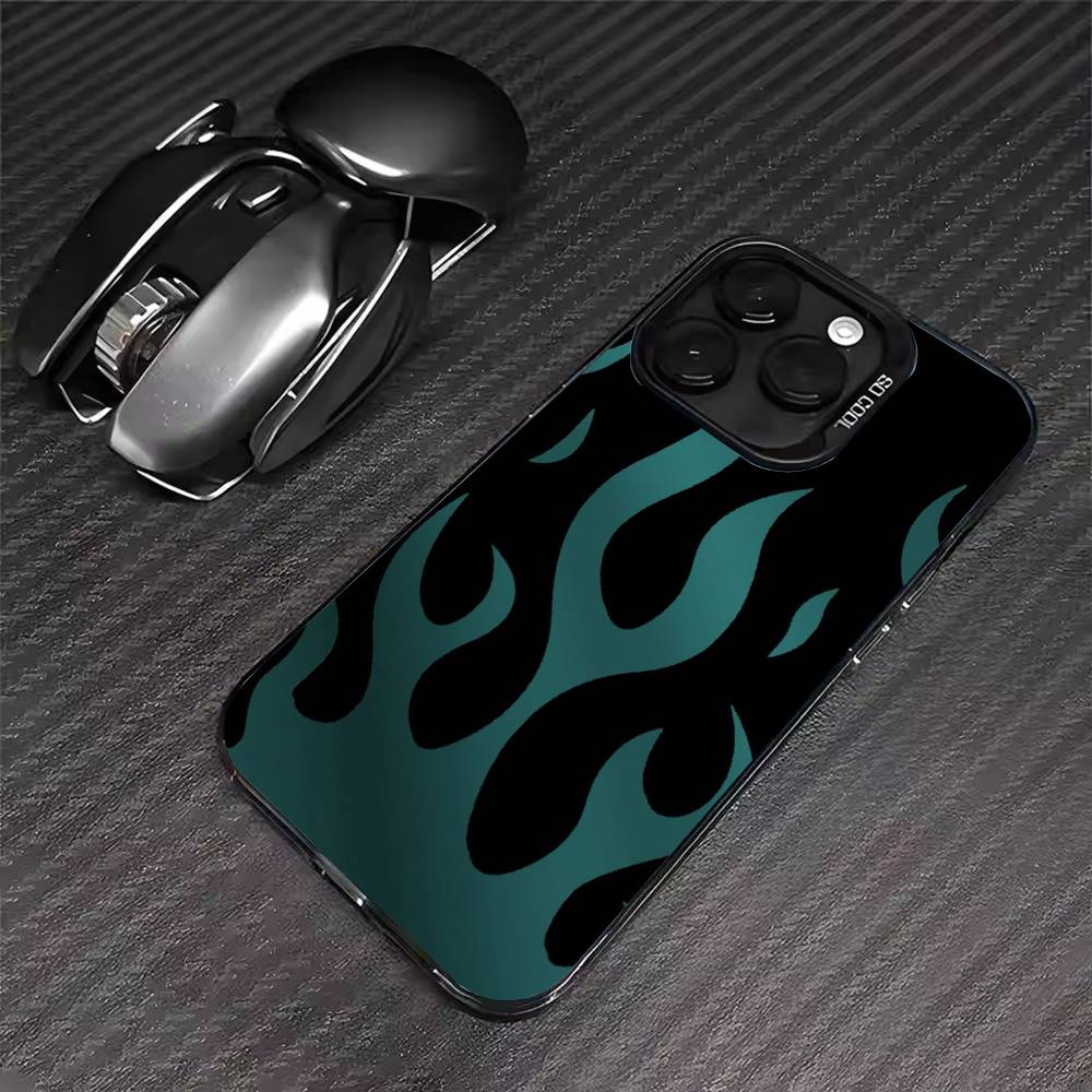 Creative Fashion Flame Phone Case For iPhone 17 16 15 14 13 12 11 Pro Max XS Max 7 8 Plus Shockproof Silicone Matte Cover