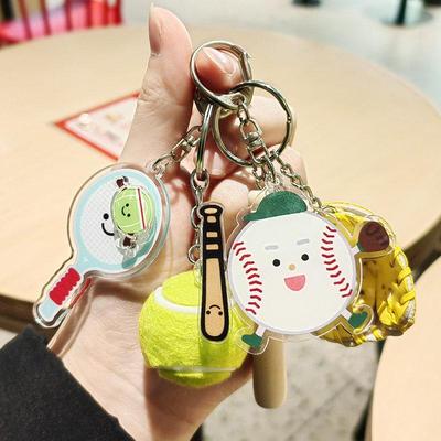 Sportball Schlüsselanhänger: Lustiger Rucksackanhänger für Männer & Frauen - Badminton, Tischtennis, Tennis, Fußball, Basketball, Volleyball, Baseball Drehbarer Ball