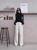 Women's High-Waisted Red Wide-Leg Pants - Slimming, Solid Color, Loose, Casual Fit for Spring & Autumn