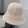 New Hollow Knitted Bucket Hat Multi-color Face Small Breathable Versatile Bucket Hat Sun Protection Sun Hat Foldable Hat