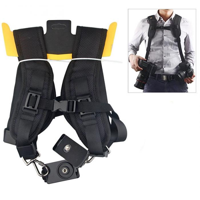 Double Shoulder Belt Strap Professional QUICK STRAP for Tow Video Cameras SLR DSLR