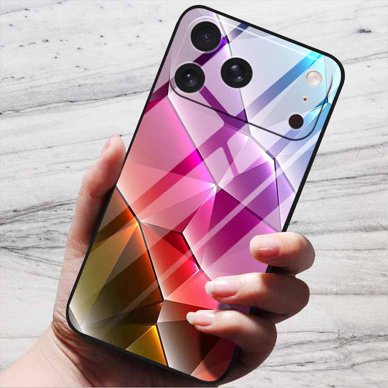 Cartoon Patterns Case For iPhone 17 Pro Plus Capa 17 Pro Max Bumper Luxury Tempered Glass Hard Back Cover iPhone17 Air Funda