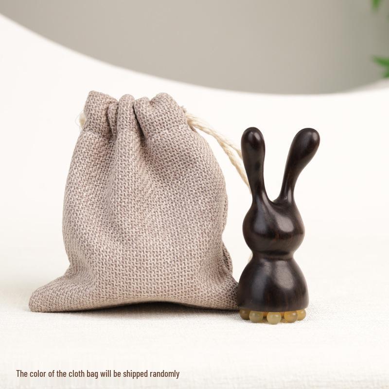 Natürlicher Grüner Sandelholz Kaninchenauge Massager & Lotus Samen Gesicht Akupunkturpunkt Stick