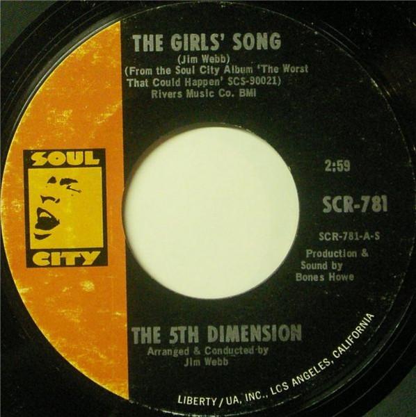 

7inch Record FIFTH DIMENSION The Girls Song Itll Never Be Th SCR781 Soul City 1970 US SoulFunk Used
