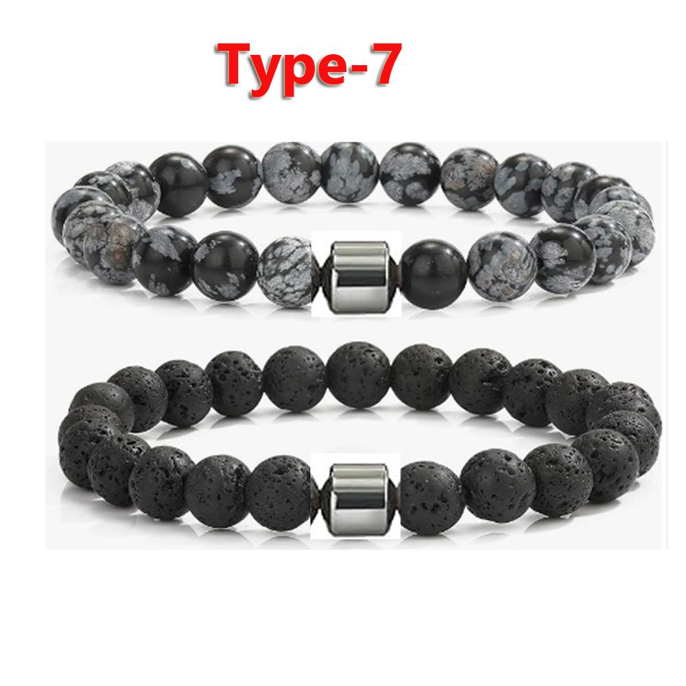 8MM-Tiger Eye Beaded Bracelets for Men Natural Stone Elastic Bracelet Set Lava Rock Beaded Bracelets for Men Boyfriend Brother