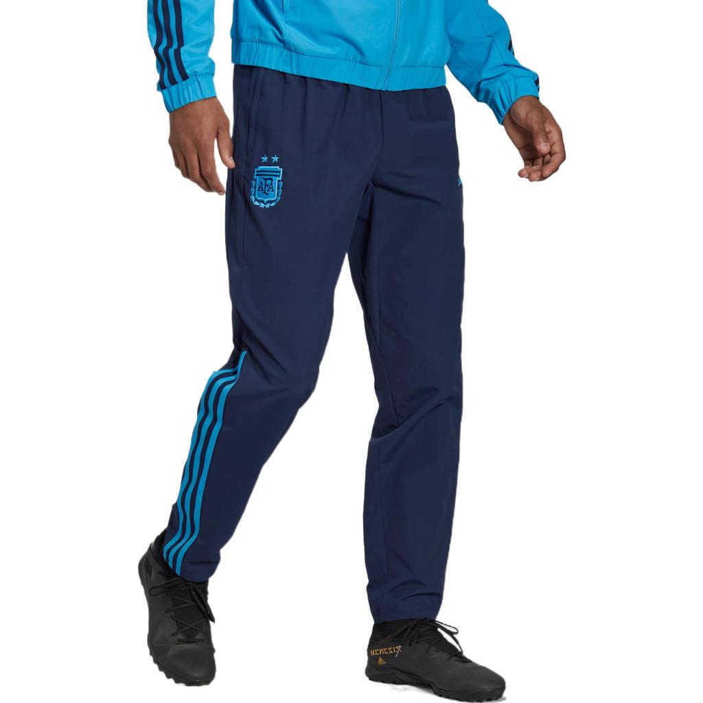 Adidas Argentina Team Soccer Pants with Logo and Three Stripes Men Bottoms Blue HF3940