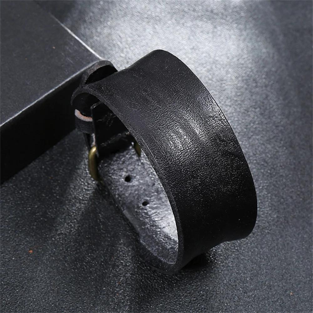 

fuyo Винтажный Однослойный Широкий Кожаный Браслет на Запястье Регулируемая Манжета Браслети для Мужчин Женщин Браслеты Дружбы