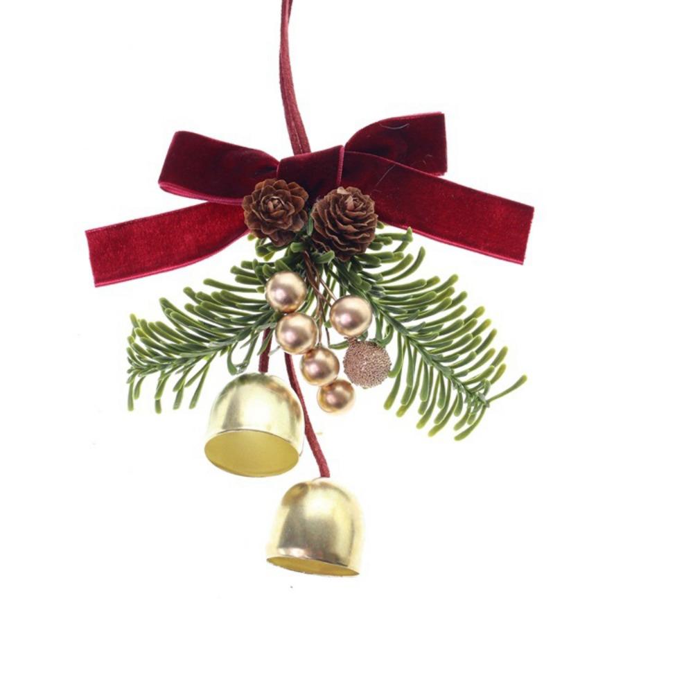 Velvet Bow Christmas Bell Wreath Creative Christmas Bell Pendant  Xmas Party Supplies