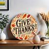 Scratch Resistant Thanksgiving Round Metal Tin Sign Wall Art for Home Bar Cafe Indoor Outdoor Decor