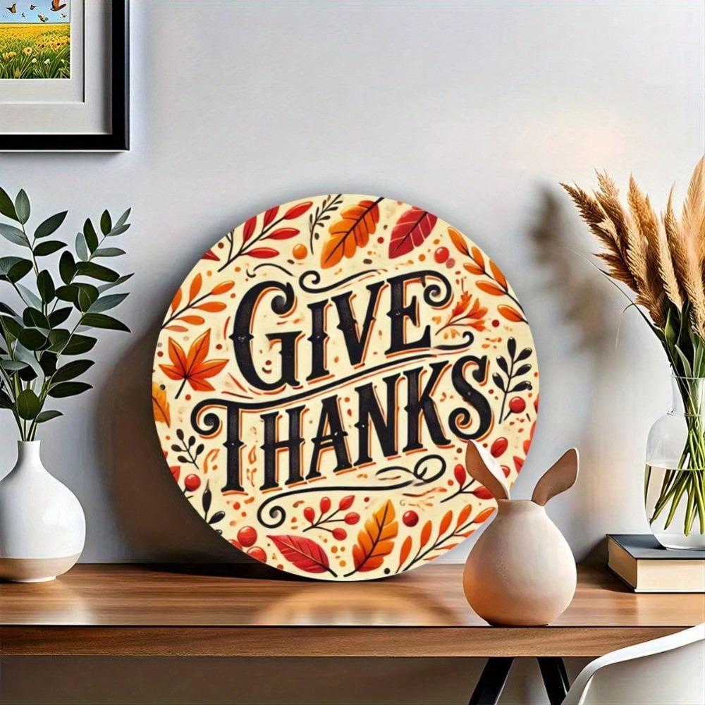 Scratch Resistant Thanksgiving Round Metal Tin Sign Wall Art for Home Bar Cafe Indoor Outdoor Decor