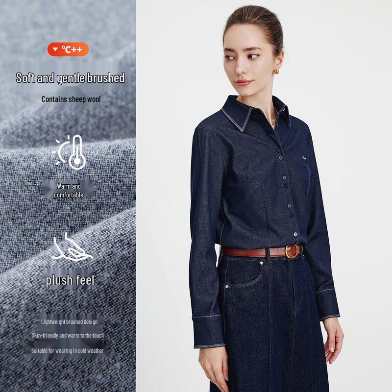 Navigare Women's Sculpted Waist Denim Long Sleeve Shirt