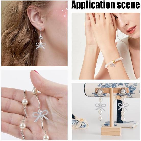 24 Pcs Bow Connector Charms, Real Platinum Plated Brass Bowknot Charms Metal Connector Pendants with 2 Holes for DIY Earrings Bracelet Necklaces