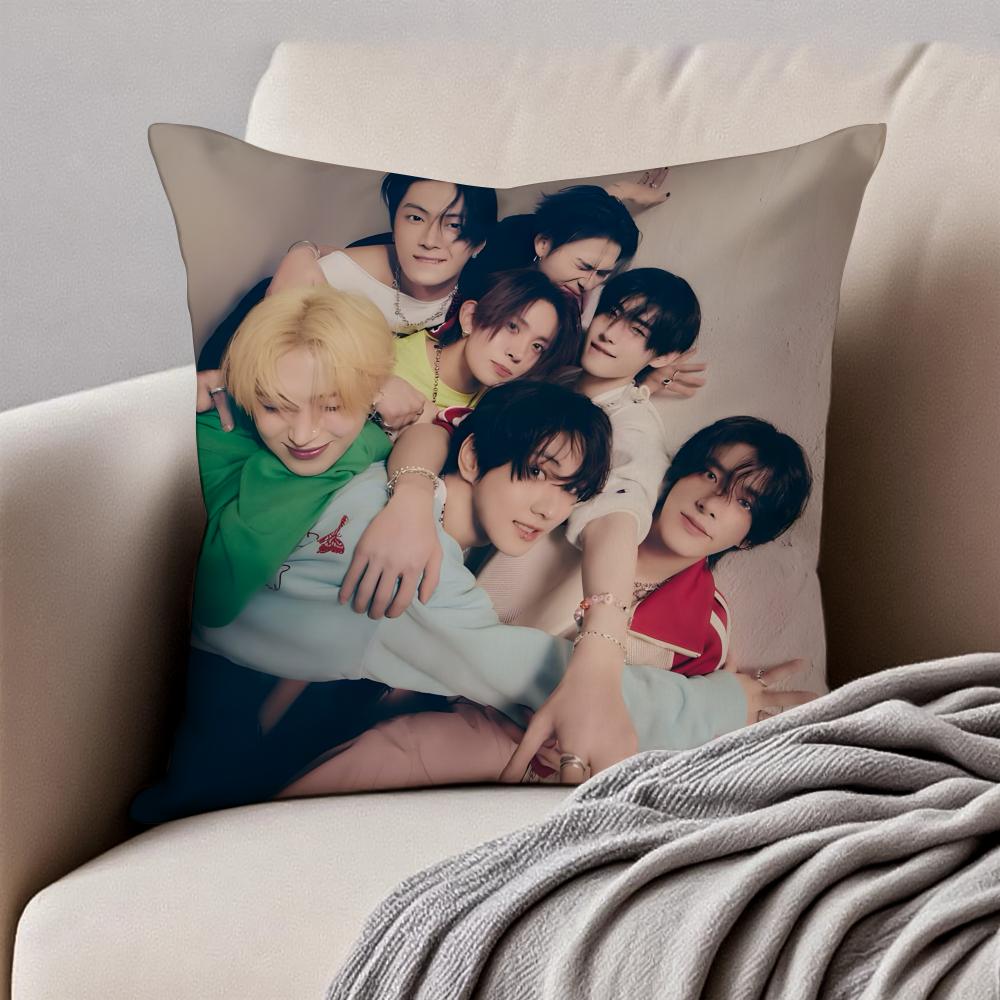 Fashion KPOP BOY TEAM EENHYPENS Cushion Cover Pillowcase Antidustmite Invisible Zipper Short Plush Sofa Cushion