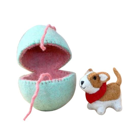 Surprise Easter Egg from Wool Felt Handmade Felted Easter Egg with Small Animals Hidden Inside Easter Basket Stuffer for Home Decor