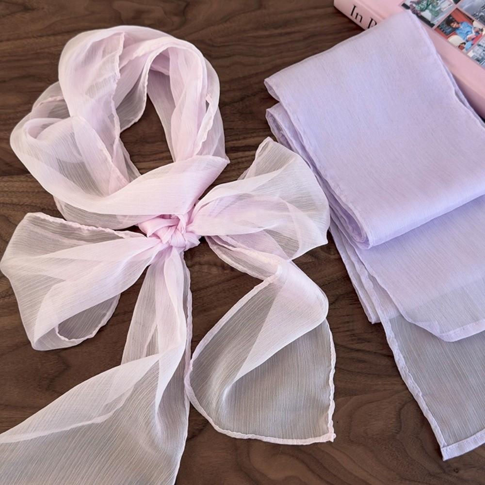 Soft Chiffon Silk Scarf Thin Long Ribbon Neckerchief Elegant Ribbon Scarf For Women