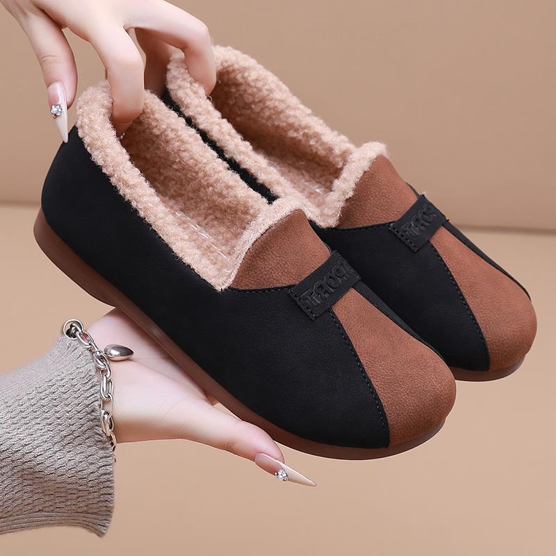 

Нескользящие старые пекинские утолщенные туфли Doudou, новые зимние ботинки для мамы с одной педалью из бархата и хлопка, теплые хлопковые туфли, женская парусиновая обувь 35