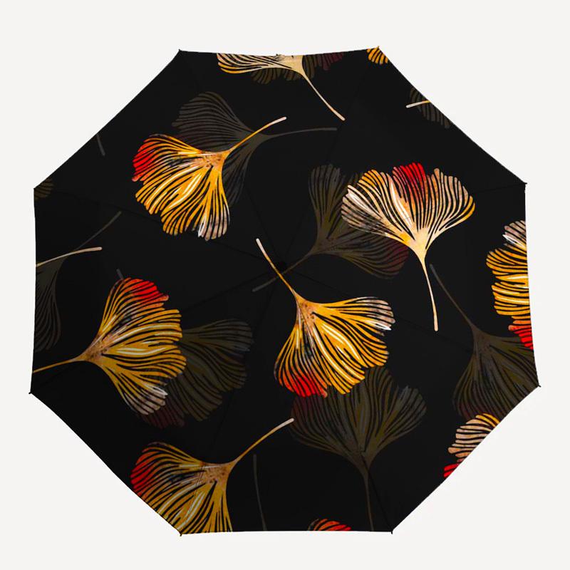 1pc Ginkgo Leaf Pattern Design Umbrella with Plastic Handle,Suitable for All Seasons Umbrellaptys26089