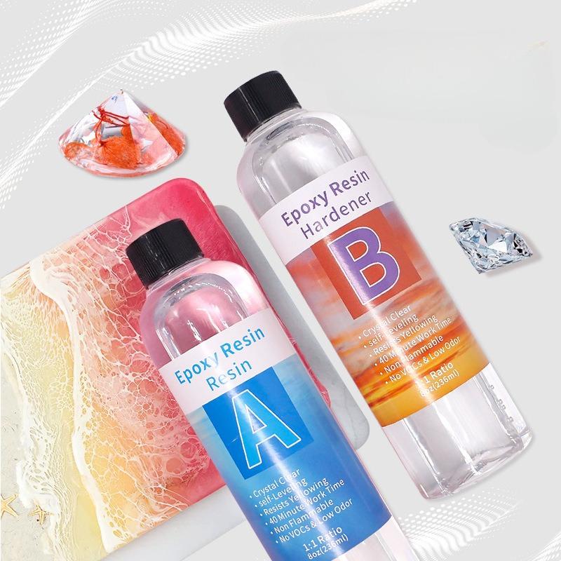 1:1 Epoxy Resin Crystal Clear Kit No Yellowing No Bubble Art  Resin for Art Crafts Jewelry Making Resin Glue Bring Tool Kit