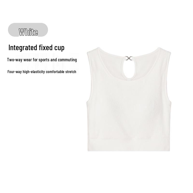 

Hollow Back Yoga Sports Tank Top with Built-in Bra, High Elasticity, Skin-Friendly, Breathable, Spaghetti Straps L/XL fits 60-70 kg