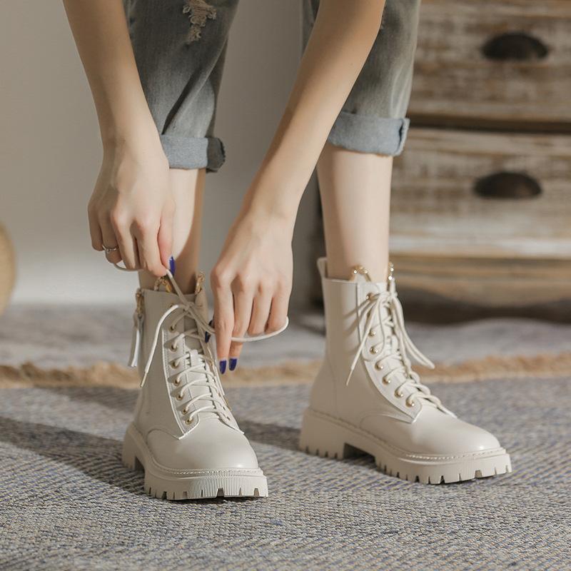 

Yuexinwang натуральная кожа плоские для женской обуви Хуэйчжоу виноград мать те же ботинки передняя шнуровка универсальные осень и зима новые ботинки Мартин 40