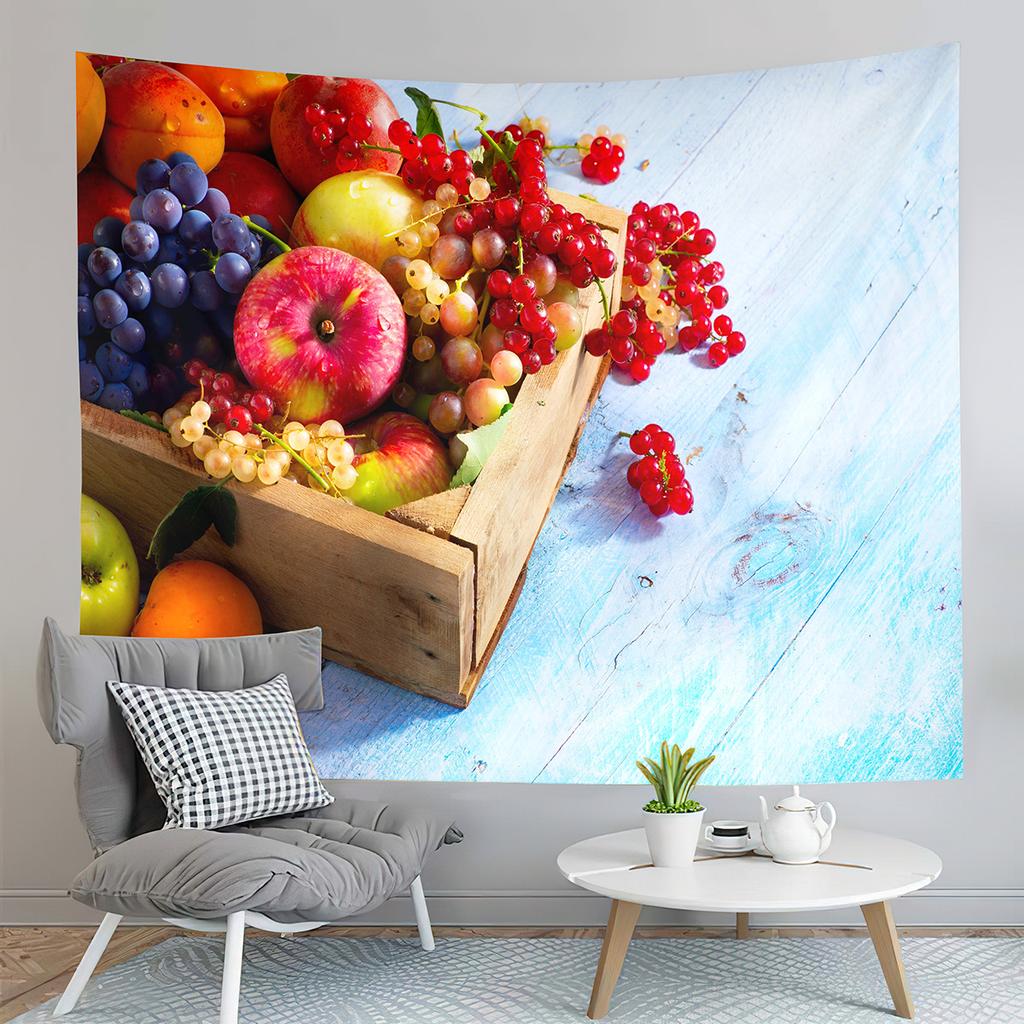 Fruit Party Tapestry Harvesting Season Tapestry Apple Strawberry Tapestry Home Living Room Bedroom Dorm Wall Hanging Blanket