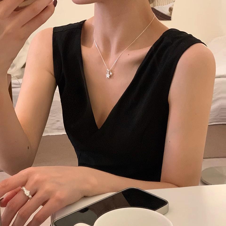 S925 Sterling Silver Star Pendant Necklace - Versatile Luxury Clavicle Jewelry for Women