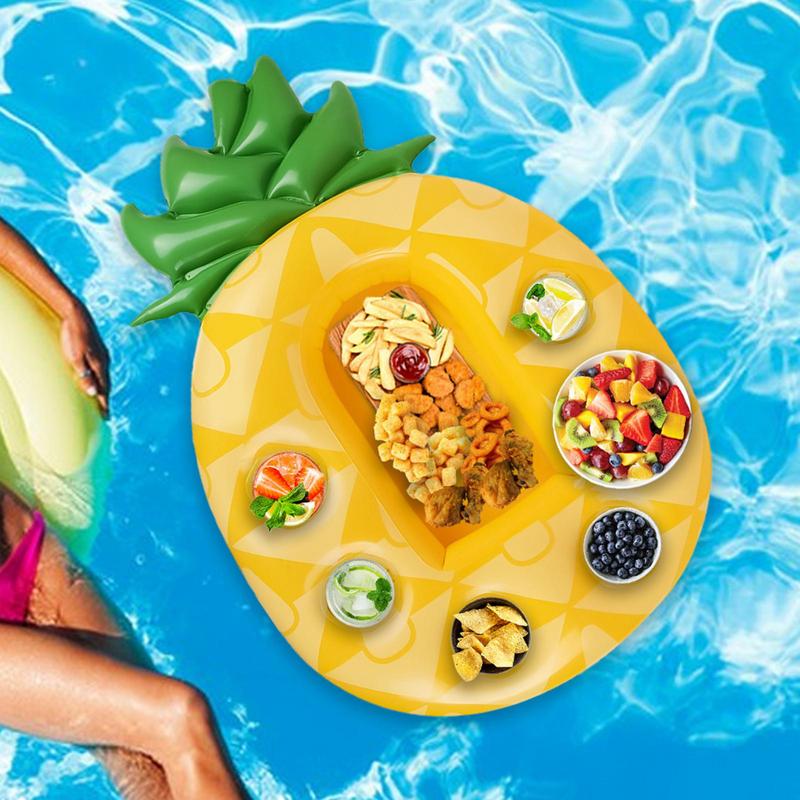 Schwimmender Tisch, Sommerparty-Eimer, Ananasförmiger Becherhalter, aufblasbare Schwimmhilfe, Getränkekühler, Serviertablett für den Pool